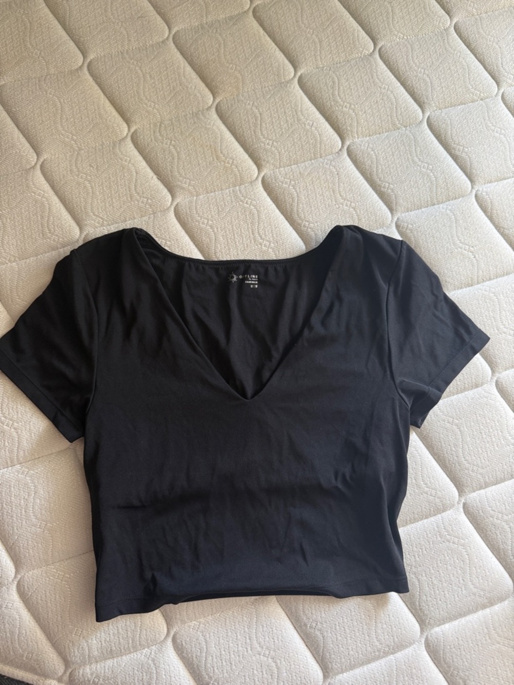 aerie Black V-Neck Cropped Tee